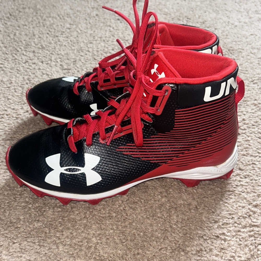 Under Armour cleats red black and white